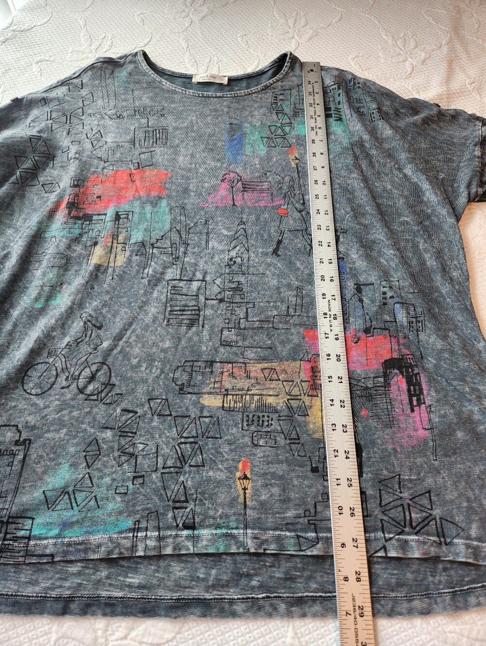 Jess & Jane Washed Charcoal Graphic Scoop-Neck Women’s Sweatshirt - Picture 5 of 10